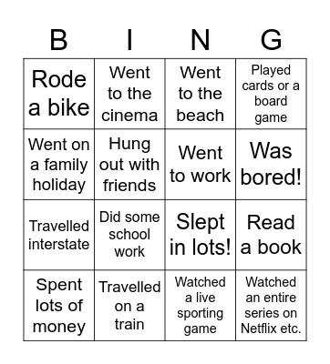 Find someone who in the holidays............ Bingo Card