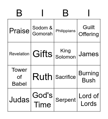 BIBLE BINGO Card