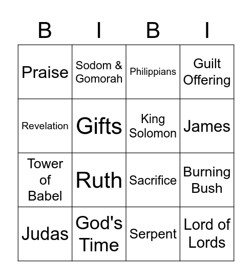 BIBLE BINGO Card