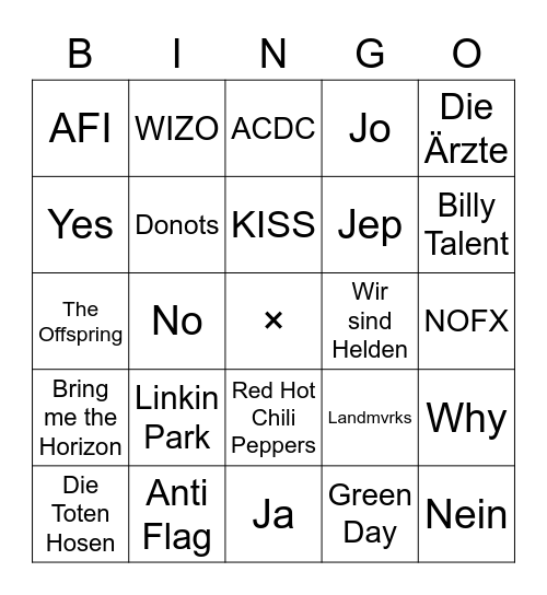 Musik-Bingo Card