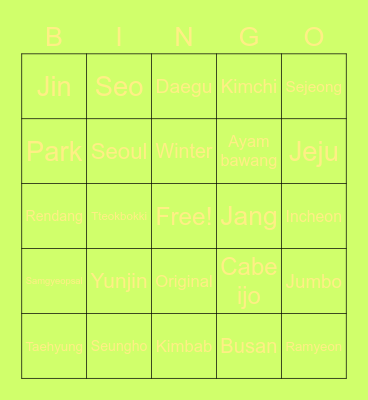 njin bingo Card