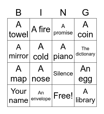 Riddle Bingo Card