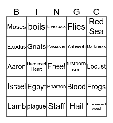 Moses Bingo Card