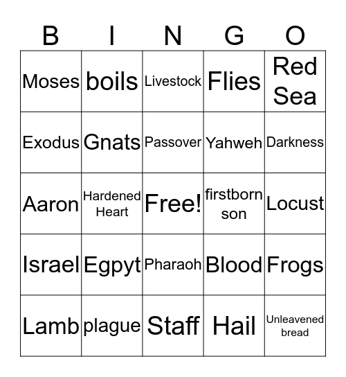 Moses Bingo Card