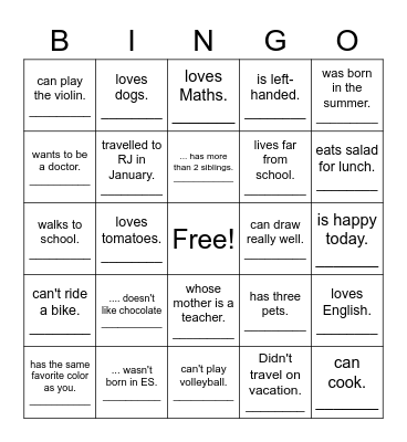 Find someone who Bingo Card