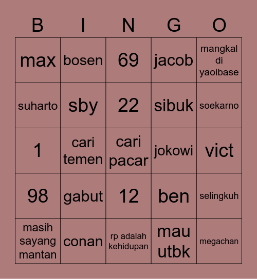 CONAN Bingo Card