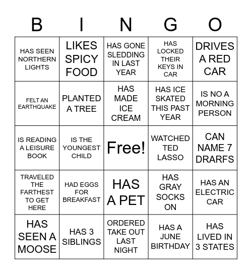 FIND SOMEONE WHO Bingo Card