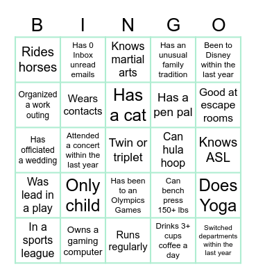 WR Intro Bingo Card