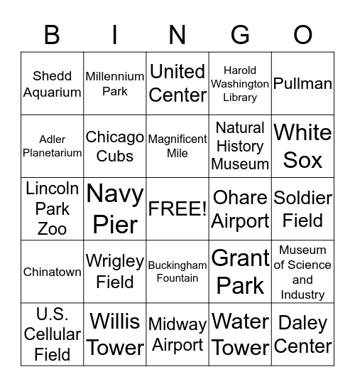 Chicago Bingo Card