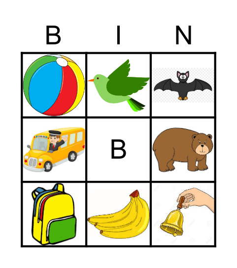 B LETTER Bingo Card