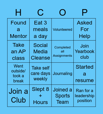 10th Grade Bingo Card