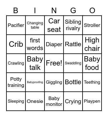 Baby Bingo Card