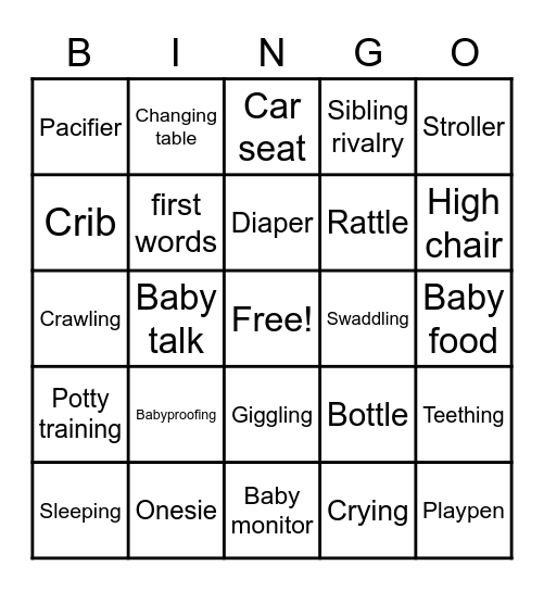Baby Bingo Card