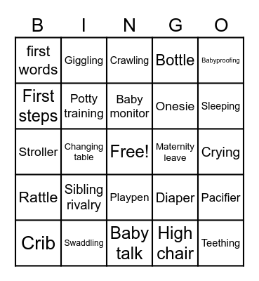 Baby Bingo Card