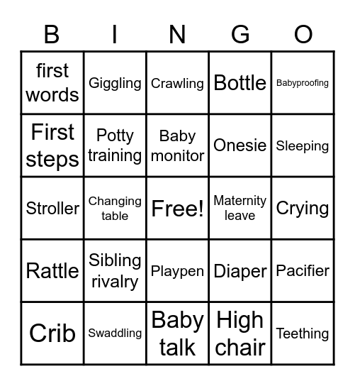 Baby Bingo Card