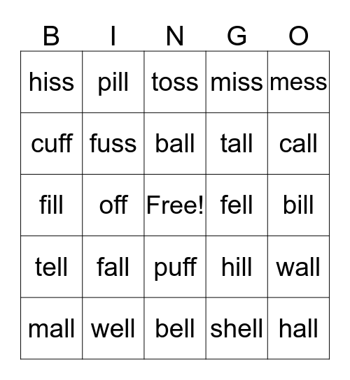 Bonus Letter Bingo Card
