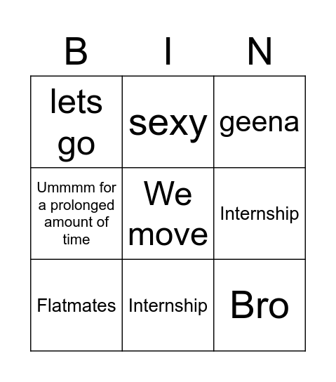 Emily Bingo Card