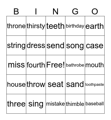 /s/ and /th/ BINGO! Bingo Card