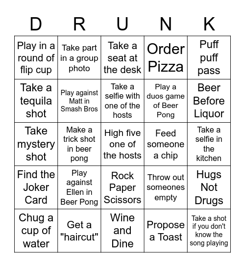 Vernon Party Bingo Card