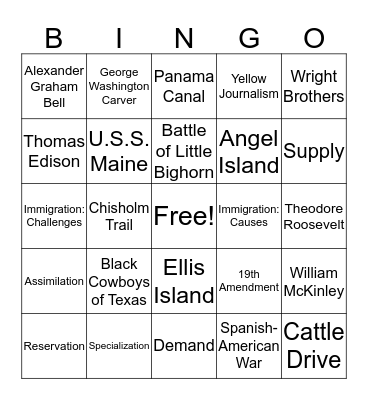 Turn of Century Review Bingo Card