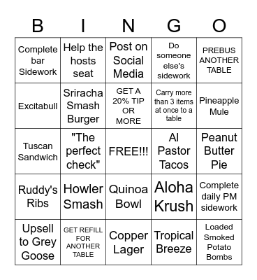 SERVER BINGO Card
