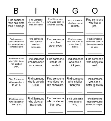 Find Someone Who... Bingo Card
