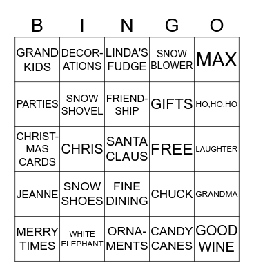 Christmas Bingo Card