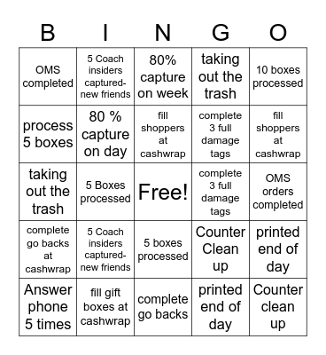 Valentines Retail Bingo - Sales Support Bingo Card