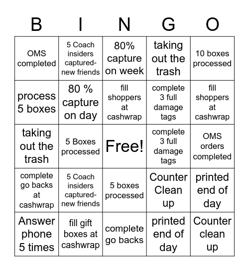 Valentines Retail Bingo - Sales Support Bingo Card