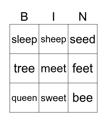 BINGO, PHONICS 2B Bingo Card