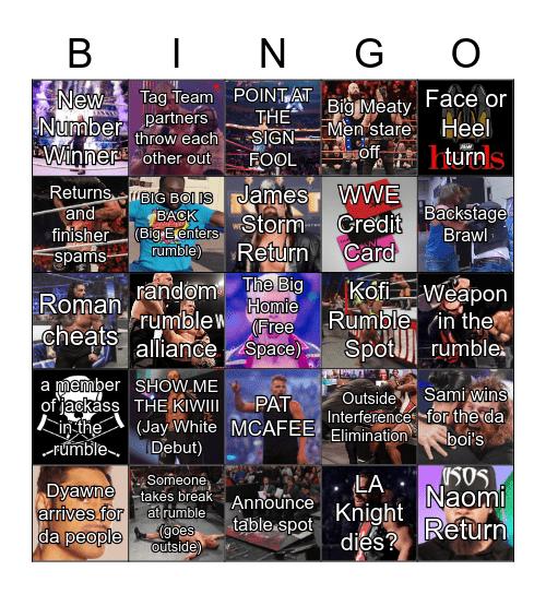 Rumble 2023 Bingo Card Bingo Card