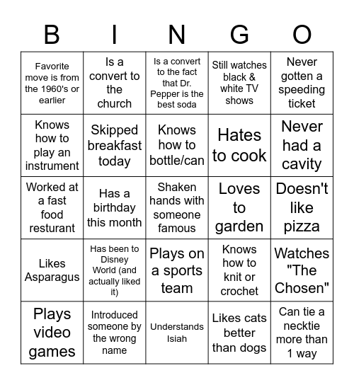 Mingle Bingo! Bingo Card