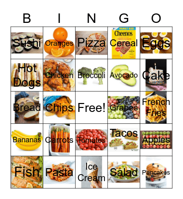 Favorite Food Bingo Card