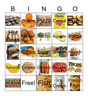 Favorite Food Bingo Card