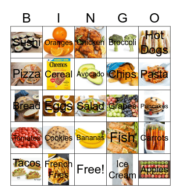 Favorite Food Bingo Card