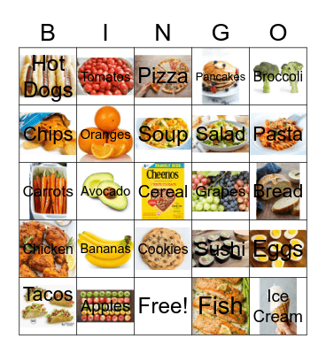 Favorite Food Bingo Card