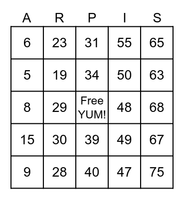 Phoenicia Family Celebration 2023 Bingo Card