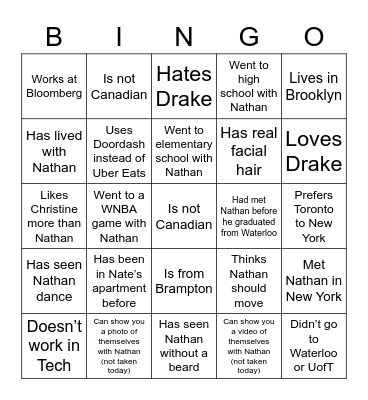 Someone Who Bingo Card