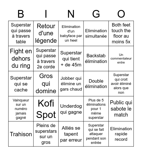 Bingo Rumble Bingo Card