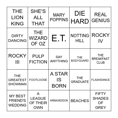 MOVIE SONGS Bingo Card