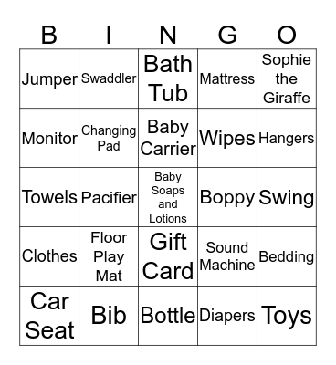 Kristy's Baby Shower Bingo! Bingo Card