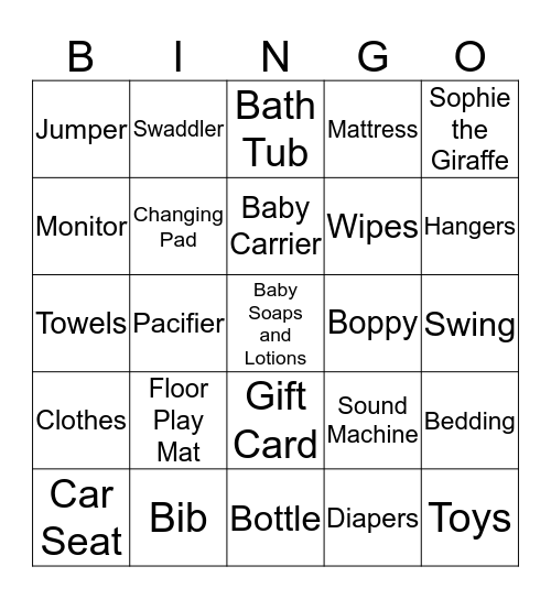 Kristy's Baby Shower Bingo! Bingo Card