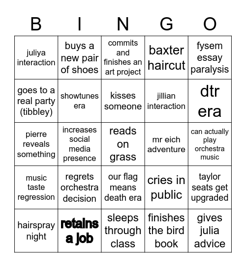 ingrid semester 2 bingo Card