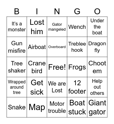 Swamp People Bingo Card