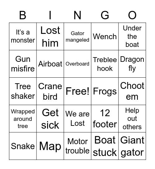 Swamp People Bingo Card