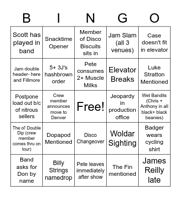 BB Philly Bingo Card