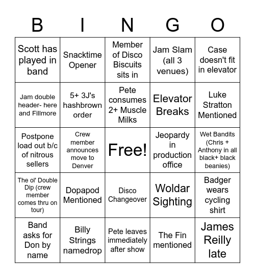 BB Philly Bingo Card