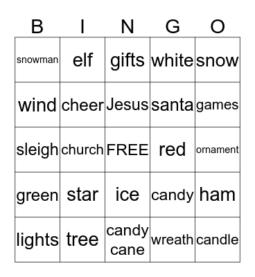 CHRISTMAS BINGO Card