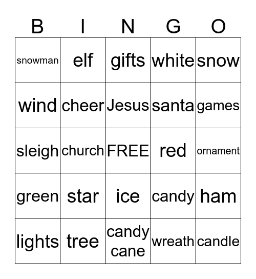 CHRISTMAS BINGO Card