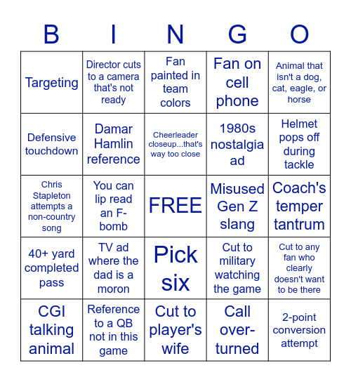 Your 2023 Graham Superbowl Bingo Card Bingo Card